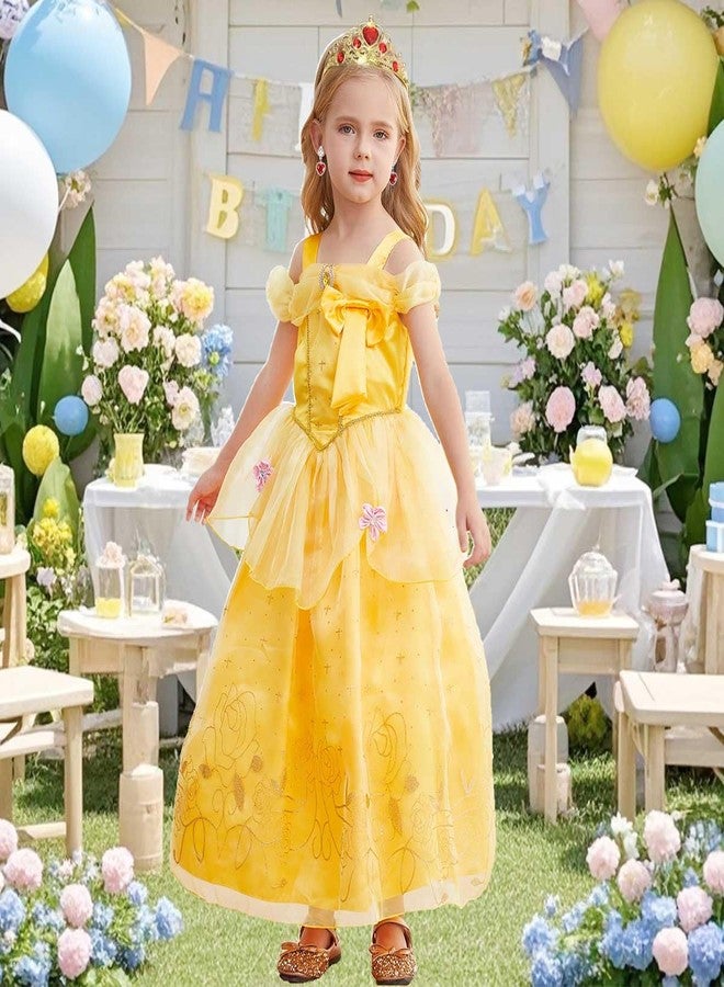 Luzlen Princess Costume for Girls Kids Belle Dress Halloween Cosplay Party Outfit Toddler Princess Dress Up, 4-5 Years(Label 120) - Image 4